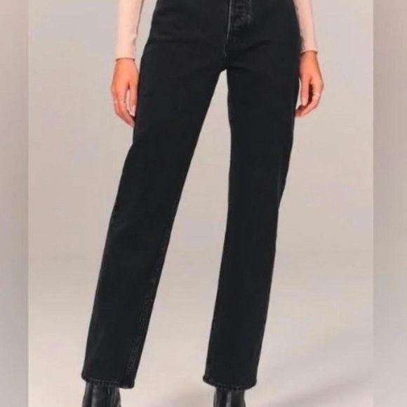 Abercrombie Dad Jeans Size 25 Washed Black - Picture 1 of 4